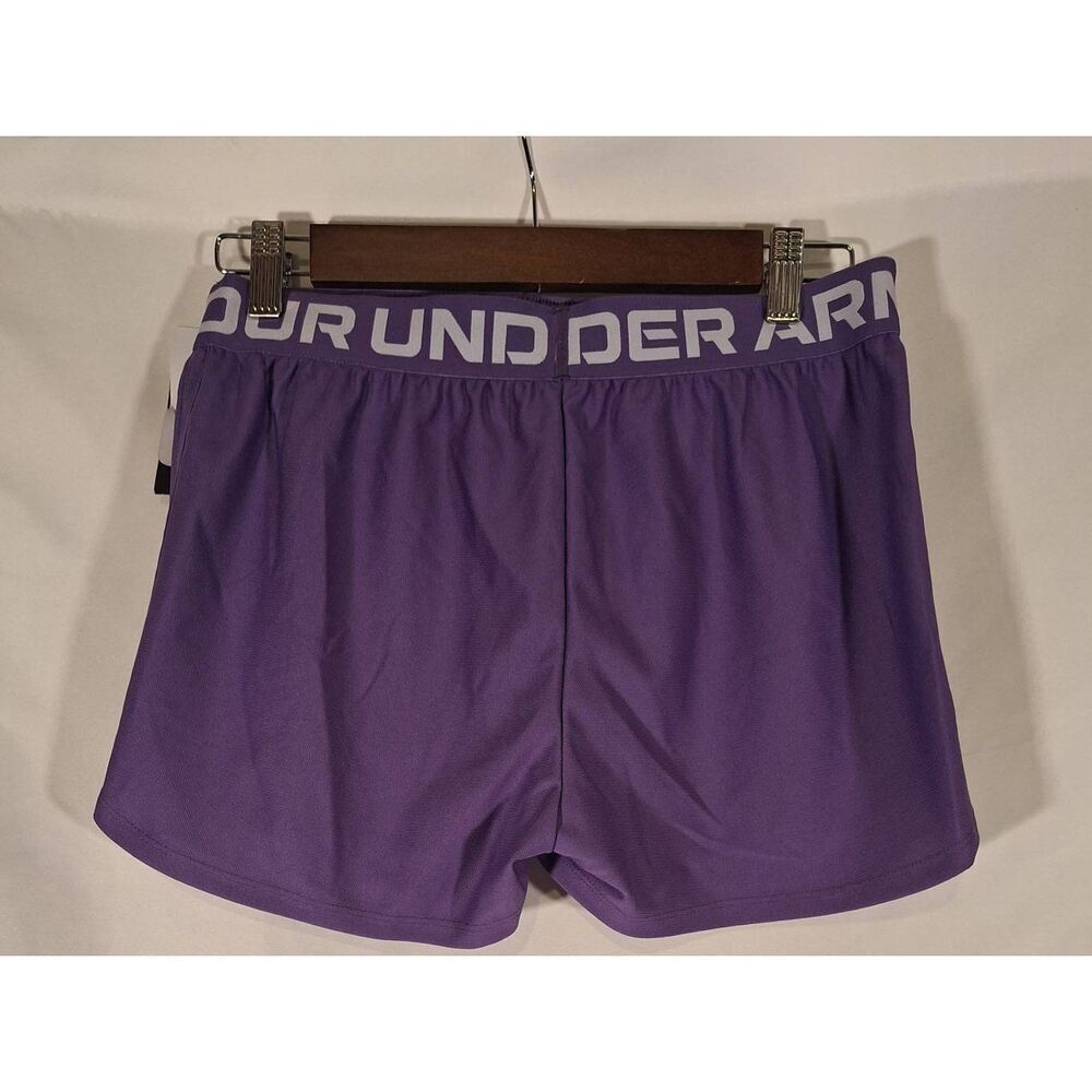 Under Armour Girls Play Up Solid Purple Shorts Size Youth Large New with tags - Picture 2 of 4